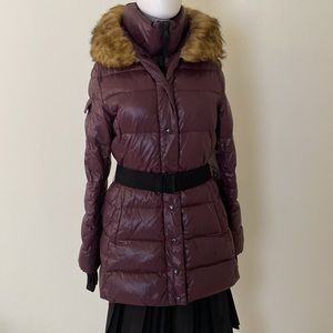 S13 NewYork Glossy Faux Fur-Trim Hooded Puffer Jacket Women’s